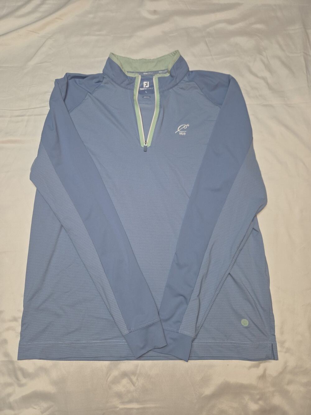 FootJoy Men's Large 1/4 Zip Pullover Vest Light Blue Long Sleeve Golf